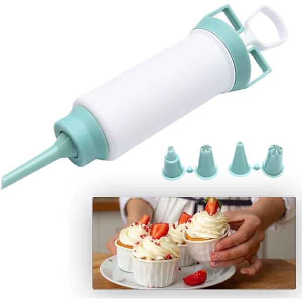 Glasursprøyte for baking - Donutsprøyte - Kremsprøytesett - Fyllesprøyte - Dessertdekorering - Med 5 dyser for cupcakes, donuts