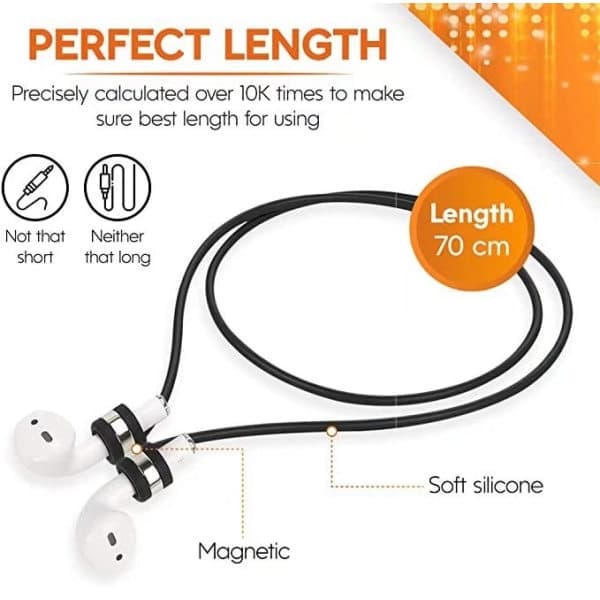 Rem til AirPods [Ekstra længde 70 cm] og Anti-Lost trådløst headset [Anden magnetisk version] i silikone (Sort)