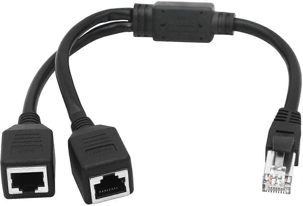 Ethernet nettverkssplitter, 1 hann til 2 hunn Y-adapterkabel, Ethernet forlengelsesplugg, hww