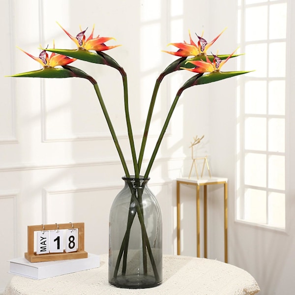 Konstgjord Blomma Livsliknande Paradisfågel Non-fading Och Lågt Underhåll Heminredning Orange