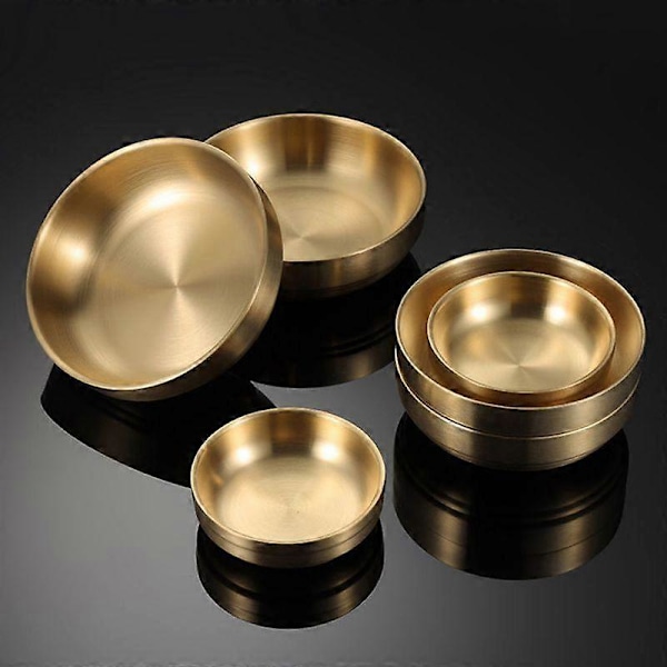 Kjøkken Rustfritt Stål Koreansk Krydderplate Kald Matrett Kimchi Plate Risskål Matlaging Krydderverktøy Tilbehør golden 12cm