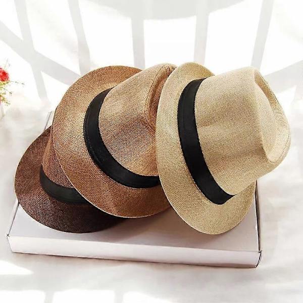Unisex Olki Fedora Panama Hattu Kesä Aurinko Lyhyt Lieri Kukka Trilby Kuubalainen Lippahattu black