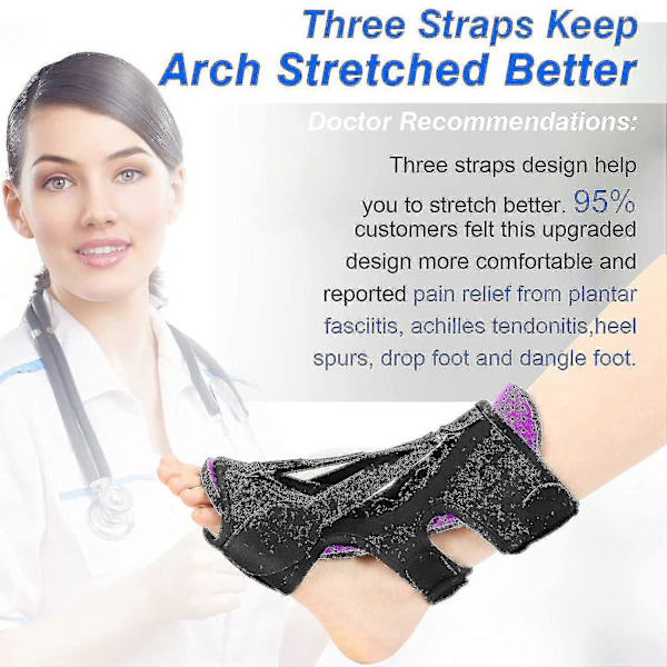 Plantar Fasciitis Natteskinne, Justerbare Plantar Fasciitis Relief Natteskinner Til Plantar Fasciitis, Fod Drop GuanGuan Purple