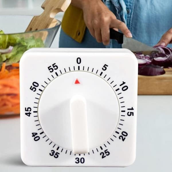 Mekanisk køkkentimer, 60-minutters timer med hørbar alarm, nedtællingstimer til madlavningskontrol, træningstidsmåling