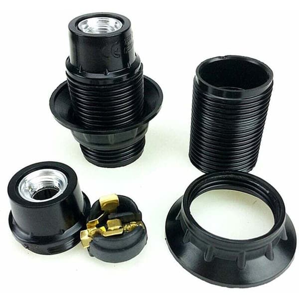 Svart E14 Lamphållare, 4 Delar E14 Sockel, E14 Lampsockel, Solid Lampsockel, Svart Sockeladapter