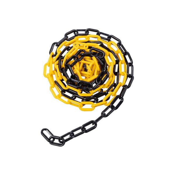 Svart og gul plastkjede, 6 mm, 25,0 meter