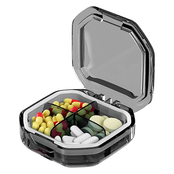 Praktisk 7-dagars pillerdosett med 4/6 fack, stor plats, spänne, bra tätning, fickformat pillerfodral från Jikaixiang Grey A