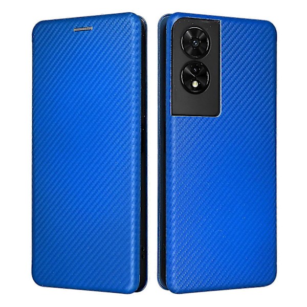 For TCL 505 Telefondeksel Karbonfibertekstur Lær Magnetisk Lukkende Skall Blue