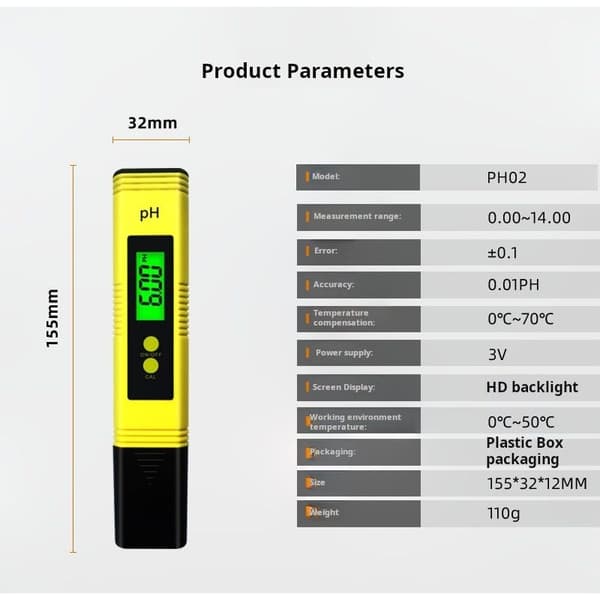 Digital pH-mätare, högprecisions pH-testare i pennformat (0,01 pH) för hydroponik, hembryggning och simbassänger.