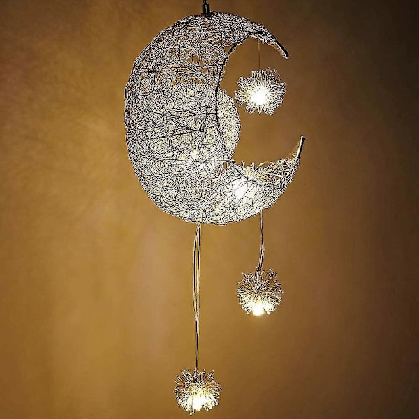 2024, nydelig Måne og Stjerne Fairy Light Anheng Hengende Aluminium Taklampe For Barnerom Stue