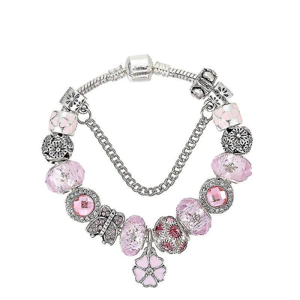 Säljer Pulcera Surtidor Crystal Charm Armband For Women Diy Beads Fit B16070  Pink 19CM