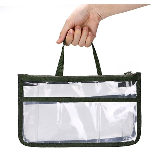 Transparent PVC Handväska Organiserare med 8 Fack, Resa och Sminkväska för Flickor och Kvinnor