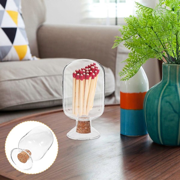 Glass Match Oppbevaringsflaske Fyrstikkeskeholder Match Krukke Glass Match Utstillingsflaske