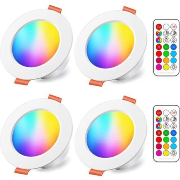 Sett med 4 innfelte LED-spotter 10W RGB dimbar varmhvit - Innfelt spotlight