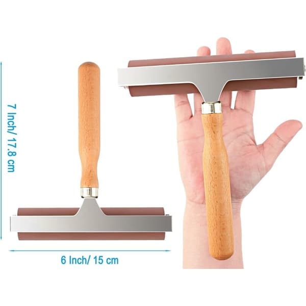Blød gummirulle, ideel til konstruktion, trykning, blæk og stemplingsværktøjer (brun, 15 cm)