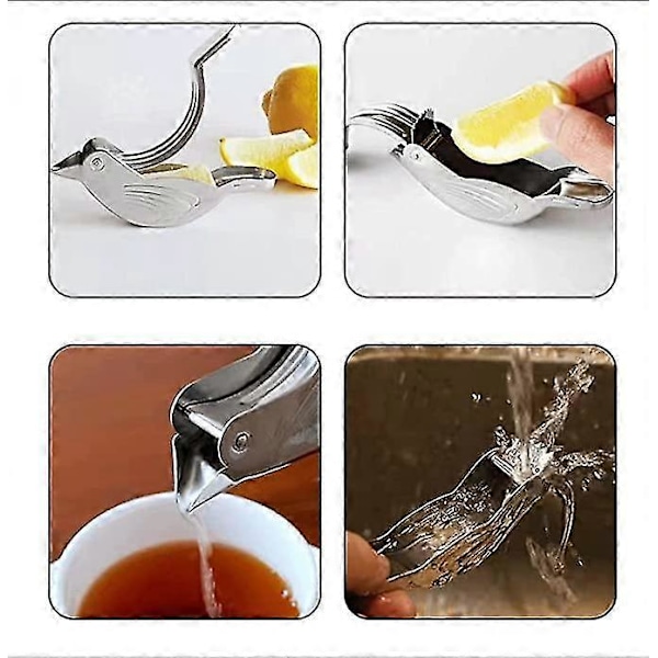 2 stk. Genting Rustfrit Stål Manuel Citronpresser Og Limepresser, Sølv Fugleformet Citronpresser Stainless steel round 2pcs