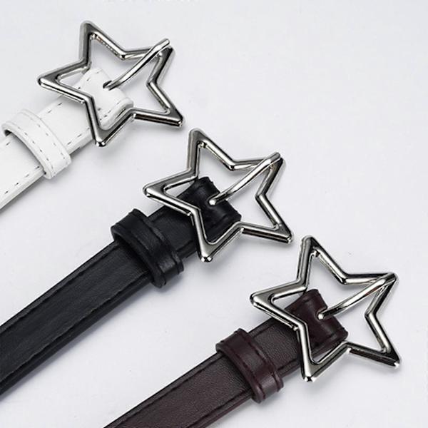 Harajuku Teini-ikäisten Vyötärövyö Alloy Star -soljella Kevyt Ylellinen Persoonallinen Vyötärövyö Naisille Tytöille Takki Mekko Kahvi Coffee