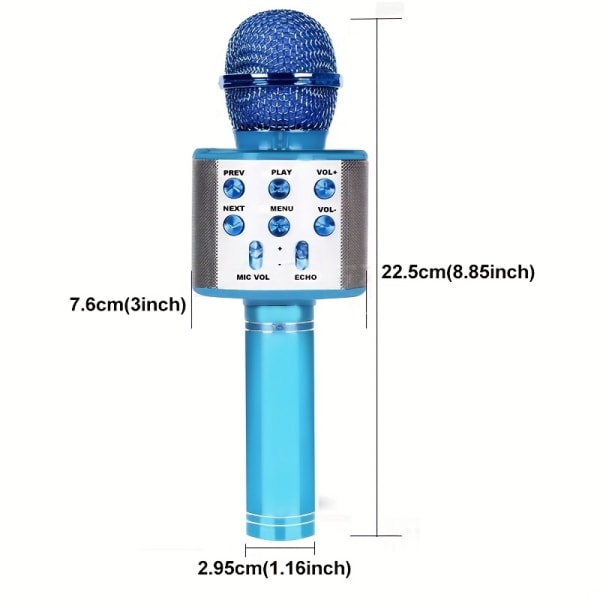 Trådlös BT Karaoke Mikrofon, Bärbar Mikrofon Utomhus Hem Liten Högtalare blå