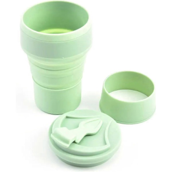 Sammenklappelig Kaffekop, Foldbar Kop, Sammenklappelig Kop, Foldekop, Sammenklappelige Kopper til Rejser, To Go Kaffekop, Silikone Rejsekaffekop Light green 350ml