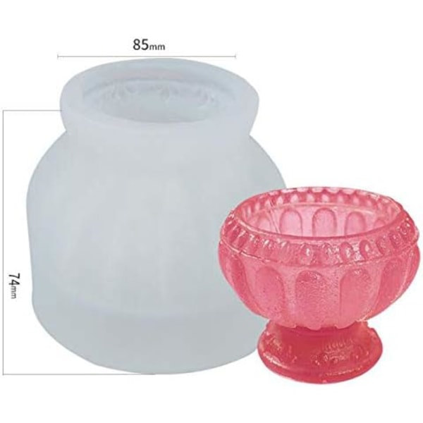 Silikon Lysform 3D Romersk Søyleform Kake Dekorasjon Lyslaging Tilbehør (Romersk Søyle Blomsterpotte)