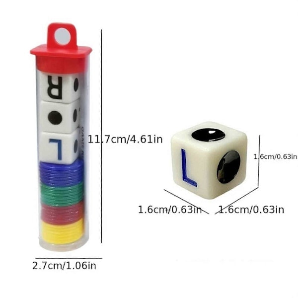 L C R Vasen, Keskus, Oikea Noppapeli L R C Kotelo Siruilla ja Noppapeli Lautapelilelut, 100% Uusi color