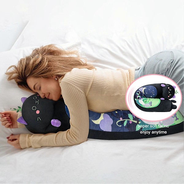 Mewaii Pitkä Kissa Pehmolelu Kawaii Vartalotyyny Pehmeä Mukava Ihoystävällinen Pehmonukke Aikuisille Lapsille Pojille Ja Tytöille Black 70cm