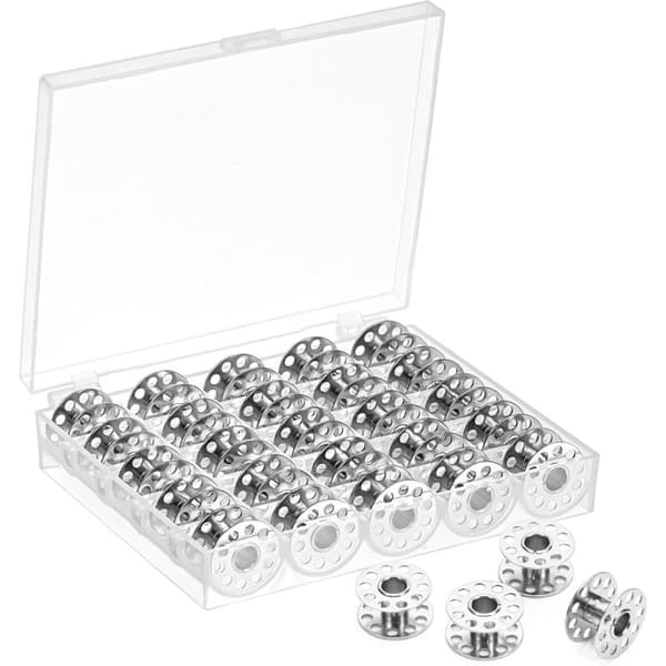 25 stk. symaskinetilbehør, sytilbehør, symaskinespoler, velegnet til spolesymaskiner. (Metal)