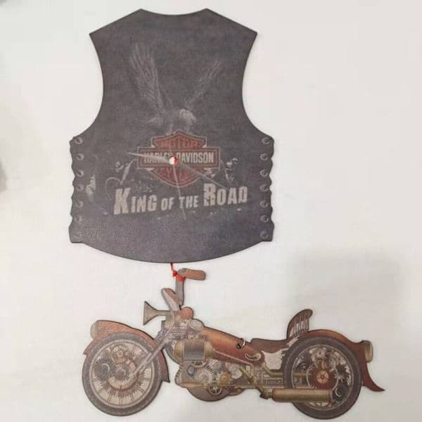 Motorcykelpresent Harley Davidson Väggklocka Pendel Väggklocka Väggkonst Män och Kvinnor Hängande Träpresent
