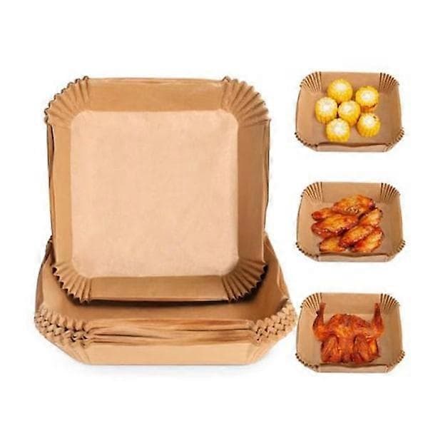 Firkantet 100-pak Airfryer Papir - Brun 20 x 20 cm Brun