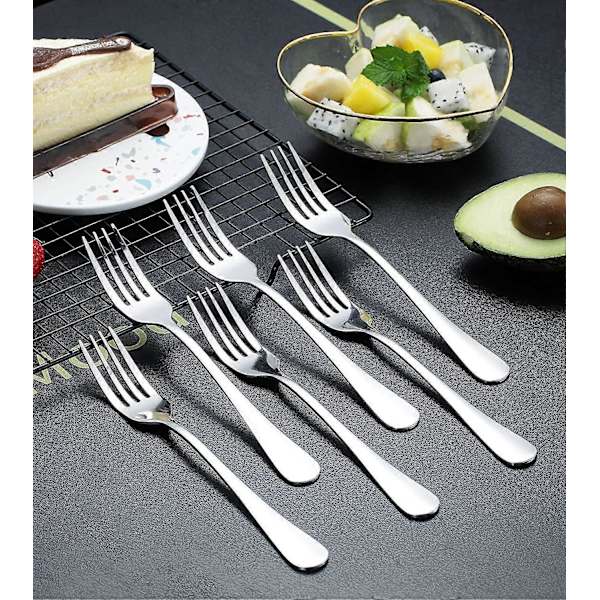Guld Middagsgaffel 6-pack, Rostfritt Stål 20,75 cm Gaffel Bröllop Bestick Set Silver