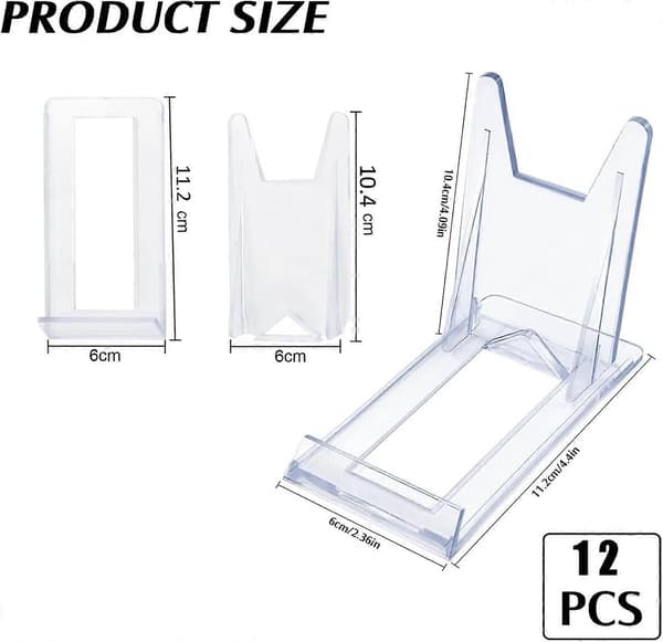12 st Klar Plast Displayställ, Justerbart Klar Akryl Plast Displayställ Staffli Multifunktionell Displayhållare