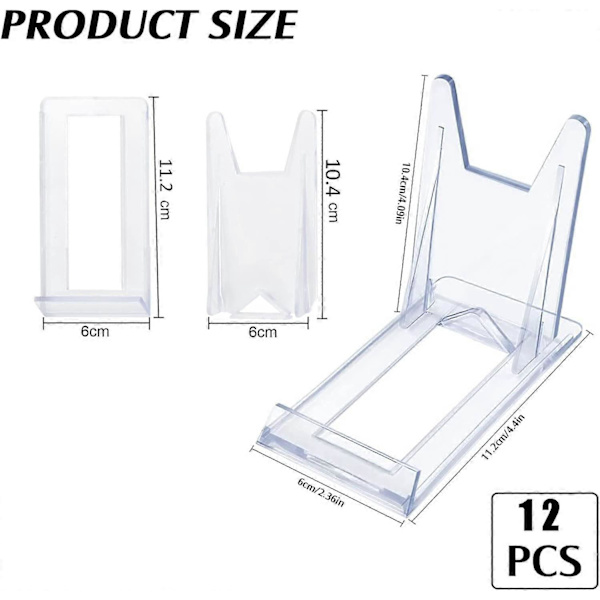 12 stk. Klar Plast Displaystativ, Justerbart Klar Akryl Plast Displaystativ Staffeli Multifunksjonell Displayholder