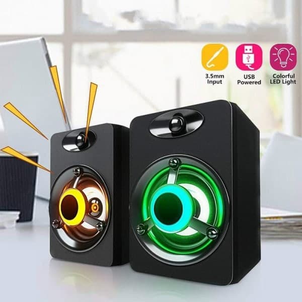 USB-tilsluttede computerhøjttalere, LED stereo subwoofer PC