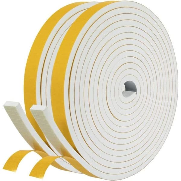 Selvklebende vindusisolasjonstetning - Skumgummi dørpakning - 2 ruller 12mm(B) x 6mm(H) x 4m(L) - Kulde- og støyisolasjon - Støtsikker for