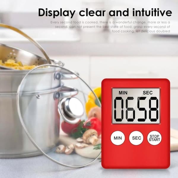 Digital Timer - Køkkentimer - Magnetisk Stopur med Alarm - Digital Timer med Hørbar Alarm, LCD-skærm Nedtællingstimer til Køkken, Studie