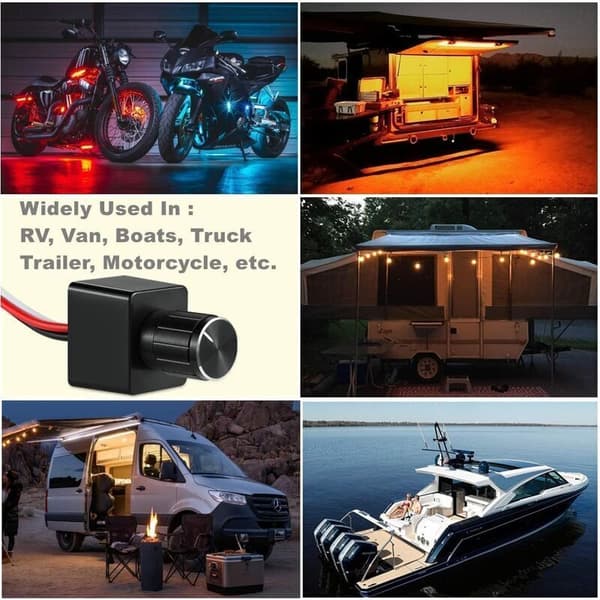 12V DC PWM LED lysdæmperkontakt, justerbar controller til autocamper, båd, trailer, varevogn, til dæmpbar LED, halogen, glødelampe