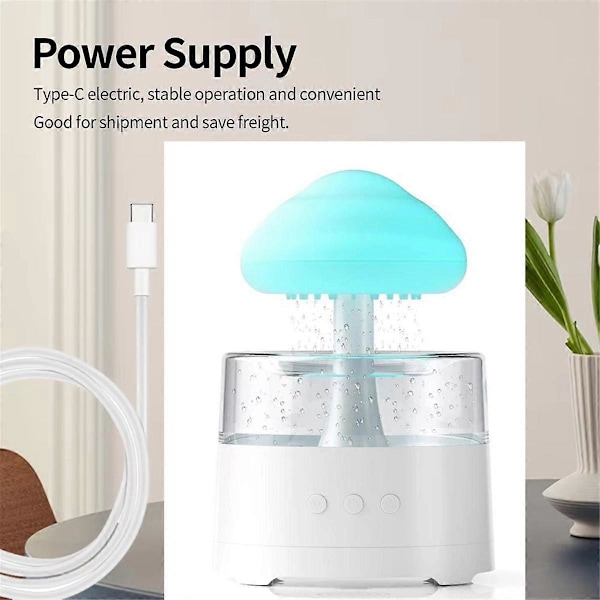 Regnsky Luftfukter, Sopp Luftfukter, Sky Luftfukter med Justerbare LED-lys, Regnsky