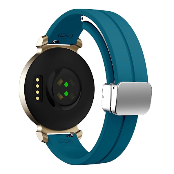 Silikonarmband för Garmin Lily 2 med Magnetisk Vikbar Spänne Rock Cyan Silver Buckle