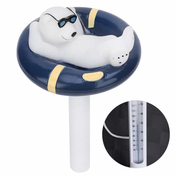 1 stk. Flydende pooltermometer, letlæseligt, flydende termometer med tegneseriebjørn-design, vandtemperaturmåler