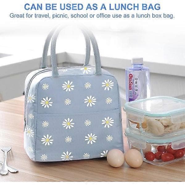 1 Bærbar lunsjpose, ikke-sugende lunsjpose, Marguerite piknikpose, tote bag, isolert lunsjpose