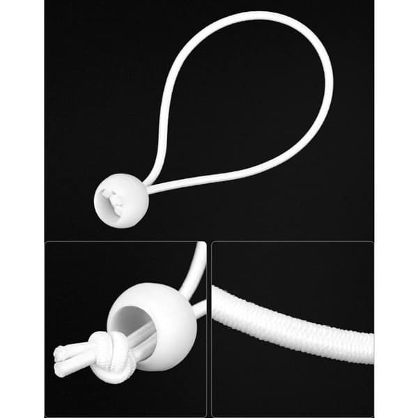 100 elastiske bungee-snore 15 cm med kugler - hvid - telte/presenninger/bannere/husholdning