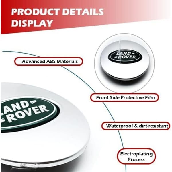 62 mm ABS navkapsel med sentral logo, kompatibel med Land Rover-tilbehør (LR grønn krom)