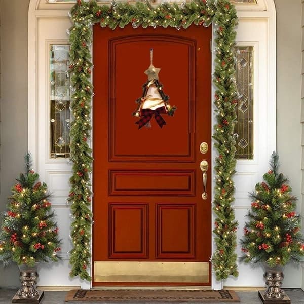 Julkrans, LED Triangel God Jul Dörrkrans Liten Juldekoration Heminredning