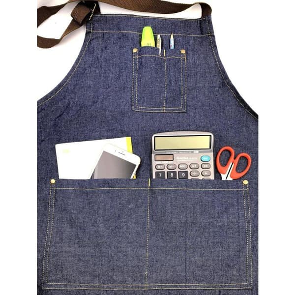Køkkenforklæde - 2 Stykker - Denim Bomuld - Justerbar Unisex - Kok, Tjener, Gartner - 70x74 cm