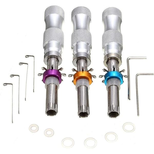 Set med 3 rörformiga låsdyrkar, 7 justerbara stift (7 mm, 7,5 mm, 7,8 mm)