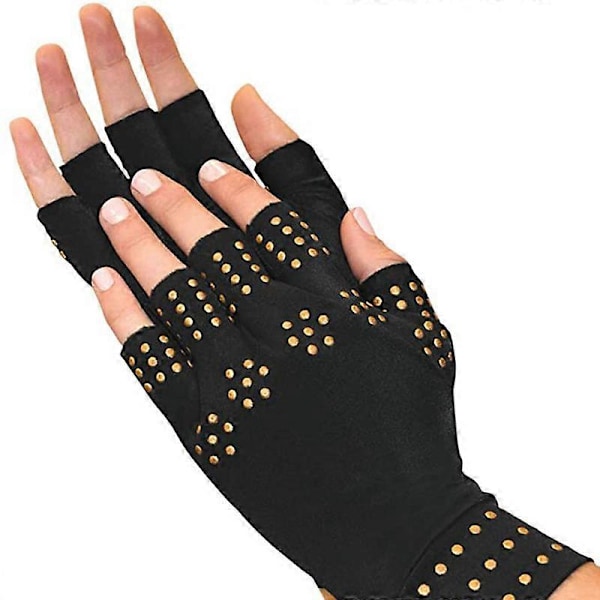 1 par Magnetiska Handskar Artrit Terapi Handskar För Artrit Ledvärk Behandling Fingerlösa Handskar Reumatoid Hand Smärtlindring Khaki