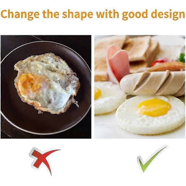 Æggering i rustfrit stål, 4 stk. omeletform i rustfrit stål, æggekogning