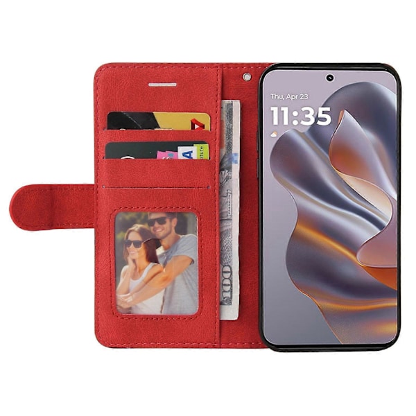 KT Læder Serie-1 Til Motorola Edge 50 Neo 5G Læderetui Farvesammensætning Telefon Cover Wallet Stativ Multicolor Style D