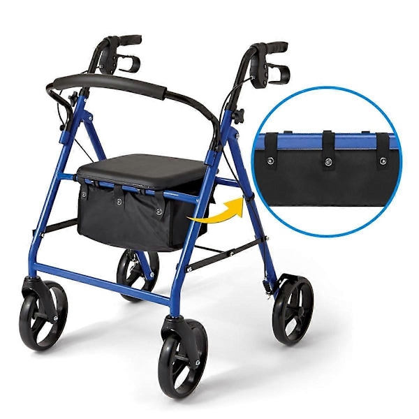 Rollator-laukku istuimen alle, laukku tai kassi nelipyöräiselle rollaattorille, rollaattorin istuimenalunen vaihto