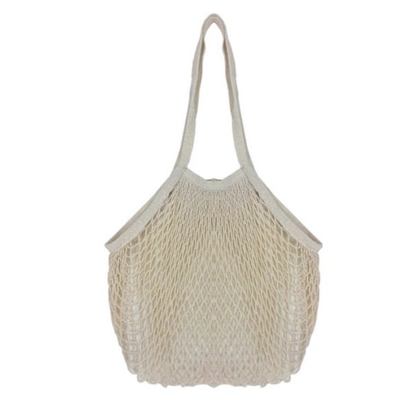 Mesh Bag - Gjenbrukbar, Vaskbar, Foldbar Bomullsnettpose for Frukt, Grønnsaker og Varehandel - Kjøkkenutstyr Kaesi Beige